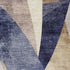 5' X 8' Navy Blue Ivory And Brown Abstract Geometric Washable Area Rug With UV Protection