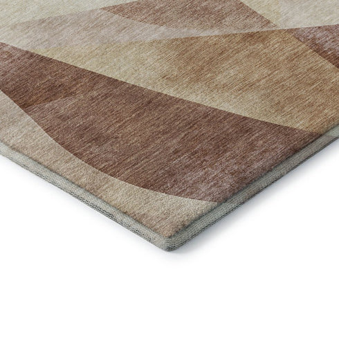 5' X 8' Rust Copper And Wheat Abstract Geometric Washable Area Rug With UV Protection