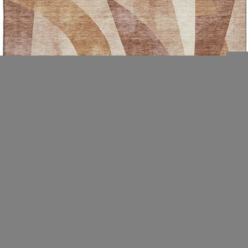 5' X 8' Rust Copper And Wheat Abstract Geometric Washable Area Rug With UV Protection