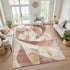 9' X 12' Rust Copper And Wheat Abstract Geometric Washable Area Rug With UV Protection
