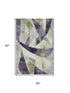 5' X 8' Purple Ivory And Green Abstract Geometric Washable Area Rug With UV Protection