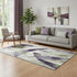 5' X 8' Purple Ivory And Green Abstract Geometric Washable Area Rug With UV Protection