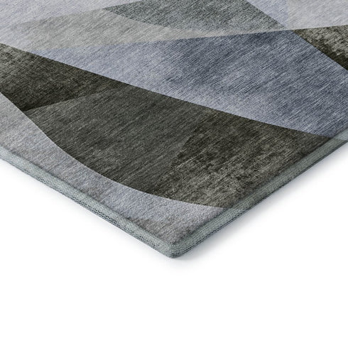 8' X 10' Taupe Blue And Ivory Abstract Geometric Washable Area Rug With UV Protection