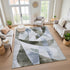 8' X 10' Taupe Blue And Ivory Abstract Geometric Washable Area Rug With UV Protection