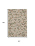 5' X 8' Beige Ivory And Sage Geometric Washable Area Rug With UV Protection