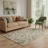 5' X 8' Beige Ivory And Sage Geometric Washable Area Rug With UV Protection