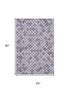 5' X 8' Lavender Ivory And Gray Geometric Washable Area Rug With UV Protection