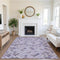 9' X 12' Lavender Ivory And Gray Geometric Washable Area Rug With UV Protection