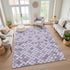 9' X 12' Lavender Ivory And Gray Geometric Washable Area Rug With UV Protection