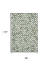8' X 10' Mint Green And Ivory Geometric Washable Area Rug With UV Protection
