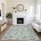 8' X 10' Mint Green And Ivory Geometric Washable Area Rug With UV Protection