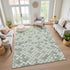 8' X 10' Mint Green And Ivory Geometric Washable Area Rug With UV Protection