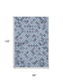 8' X 10' Sky Blue Teal And Lavender Geometric Washable Area Rug With UV Protection