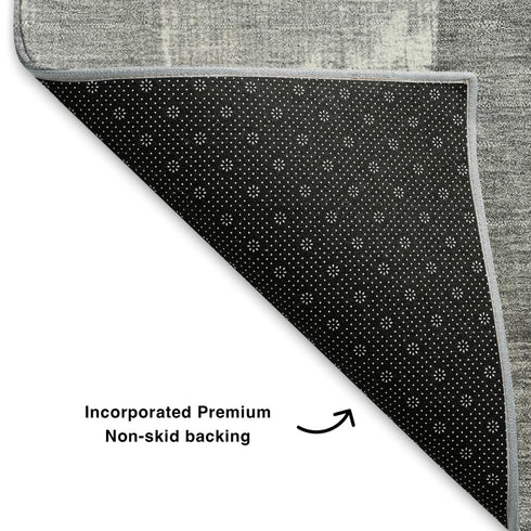5' X 8' Gray And Ivory Abstract Geometric Washable Area Rug With UV Protection