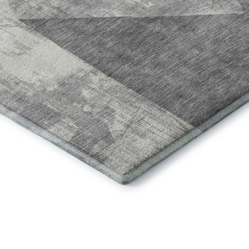5' X 8' Gray And Ivory Abstract Geometric Washable Area Rug With UV Protection