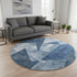 8' Navy Blue And Ivory Abstract Geometric Washable Round Rug With UV Protection