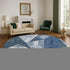 8' Navy Blue And Ivory Abstract Geometric Washable Round Rug With UV Protection