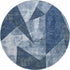 8' Navy Blue And Ivory Abstract Geometric Washable Round Rug With UV Protection