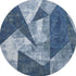 8' Navy Blue And Ivory Abstract Geometric Washable Round Rug With UV Protection