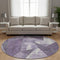 8' Purple And Ivory Abstract Geometric Washable Round Rug With UV Protection