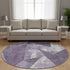 8' Purple And Ivory Abstract Geometric Washable Round Rug With UV Protection