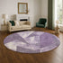 8' Purple And Ivory Abstract Geometric Washable Round Rug With UV Protection