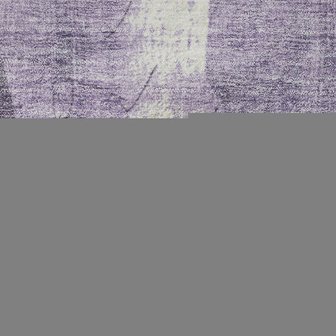 8' Purple And Ivory Abstract Geometric Washable Round Rug With UV Protection