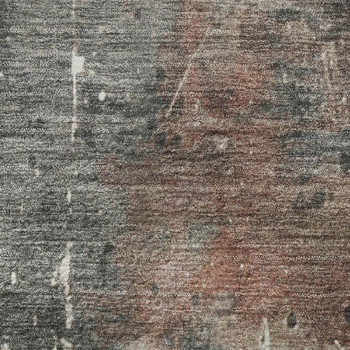 5' X 8' Rust Gray And Ivory Abstract Washable Area Rug With UV Protection