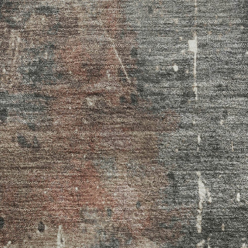 5' X 8' Rust Gray And Ivory Abstract Washable Area Rug With UV Protection