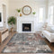 9' X 12' Rust Gray And Ivory Abstract Washable Area Rug With UV Protection