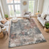 9' X 12' Rust Gray And Ivory Abstract Washable Area Rug With UV Protection