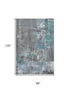 8' X 10' Teal Gray And Ivory Abstract Washable Area Rug With UV Protection