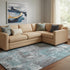 8' X 10' Teal Gray And Ivory Abstract Washable Area Rug With UV Protection