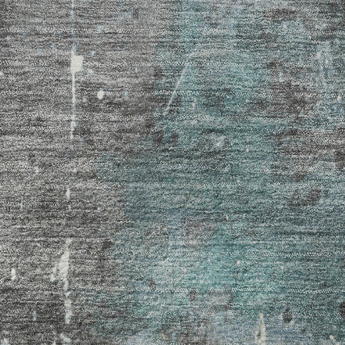 8' X 10' Teal Gray And Ivory Abstract Washable Area Rug With UV Protection