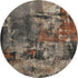 8' Taupe Gray And Beige Abstract Washable Round Rug With UV Protection