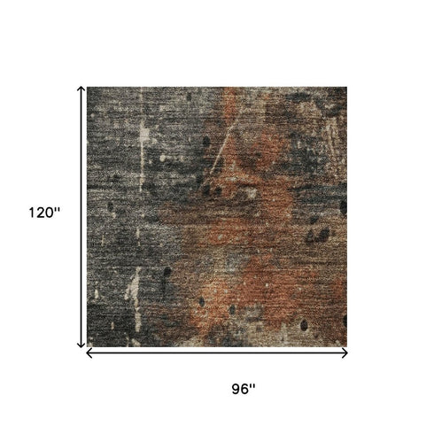 8' X 10' Taupe Gray And Beige Abstract Washable Area Rug With UV Protection
