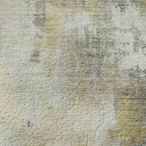 5' X 8' Gold Ivory And Gray Abstract Washable Area Rug With UV Protection