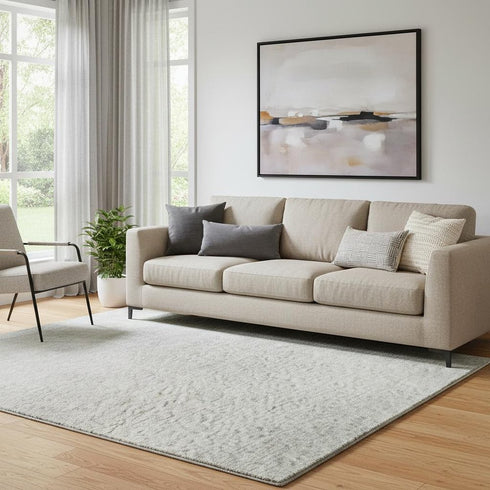 5' X 8' Ivory And Beige Abstract Washable Area Rug With UV Protection