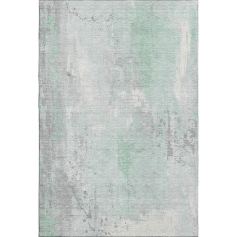 5' X 8' Mint Green And Ivory Abstract Washable Area Rug With UV Protection