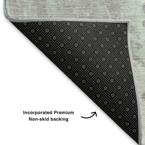 5' X 8' Mint Green And Ivory Abstract Washable Area Rug With UV Protection