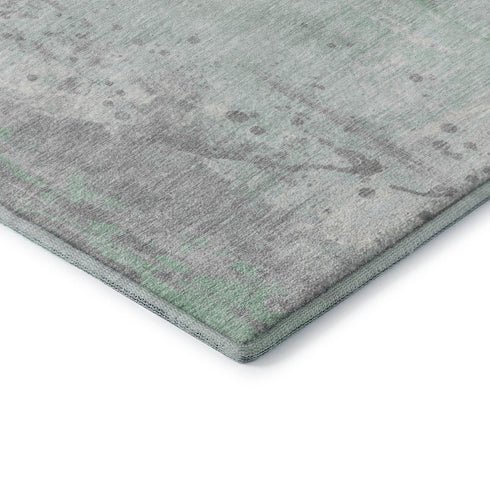 5' X 8' Mint Green And Ivory Abstract Washable Area Rug With UV Protection