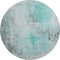 8' Teal Gray And Ivory Abstract Washable Round Rug With UV Protection