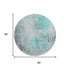 8' Teal Gray And Ivory Abstract Washable Round Rug With UV Protection