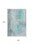 8' X 10' Teal Gray And Ivory Abstract Washable Area Rug With UV Protection