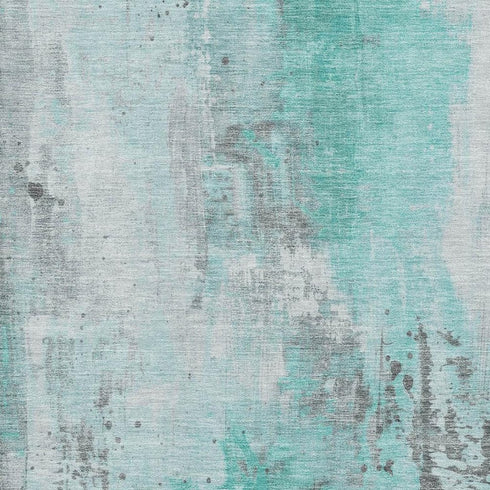8' X 10' Teal Gray And Ivory Abstract Washable Area Rug With UV Protection