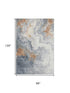 8' X 10' Gray Copper And Ivory Abstract Washable Area Rug With UV Protection