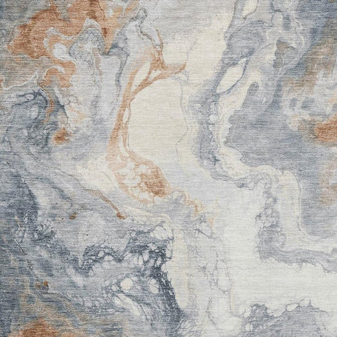 8' X 10' Gray Copper And Ivory Abstract Washable Area Rug With UV Protection