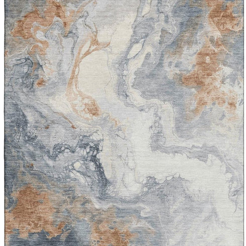 8' X 10' Gray Copper And Ivory Abstract Washable Area Rug With UV Protection