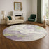 8' Lavender Green And Ivory Abstract Washable Round Rug With UV Protection