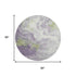 8' Lavender Green And Ivory Abstract Washable Round Rug With UV Protection